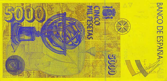 5000 peseetat, tagakülg